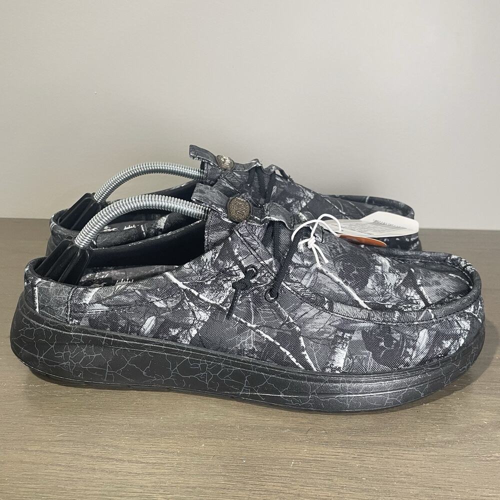 Jelly Roll Hey Dude Mens Size 12 Slides NEW Realtree Edge Wally Black Camo Shoes